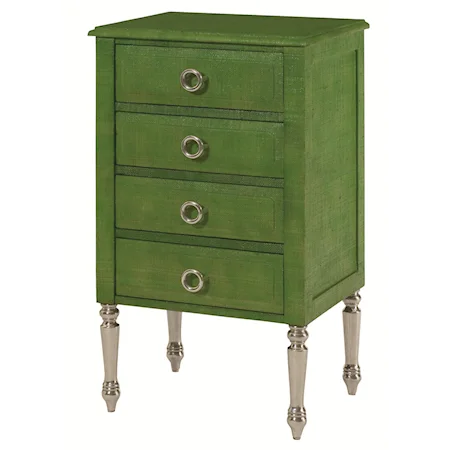 Green Accent Chest with 4 Drawers and Aluminum Legs